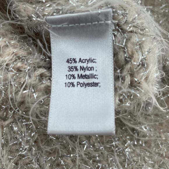 Jennifer Lopez Pullover Women's Sweater, Tan W/ Silver Threads, Sz. L *READ* - Picture 4 of 10